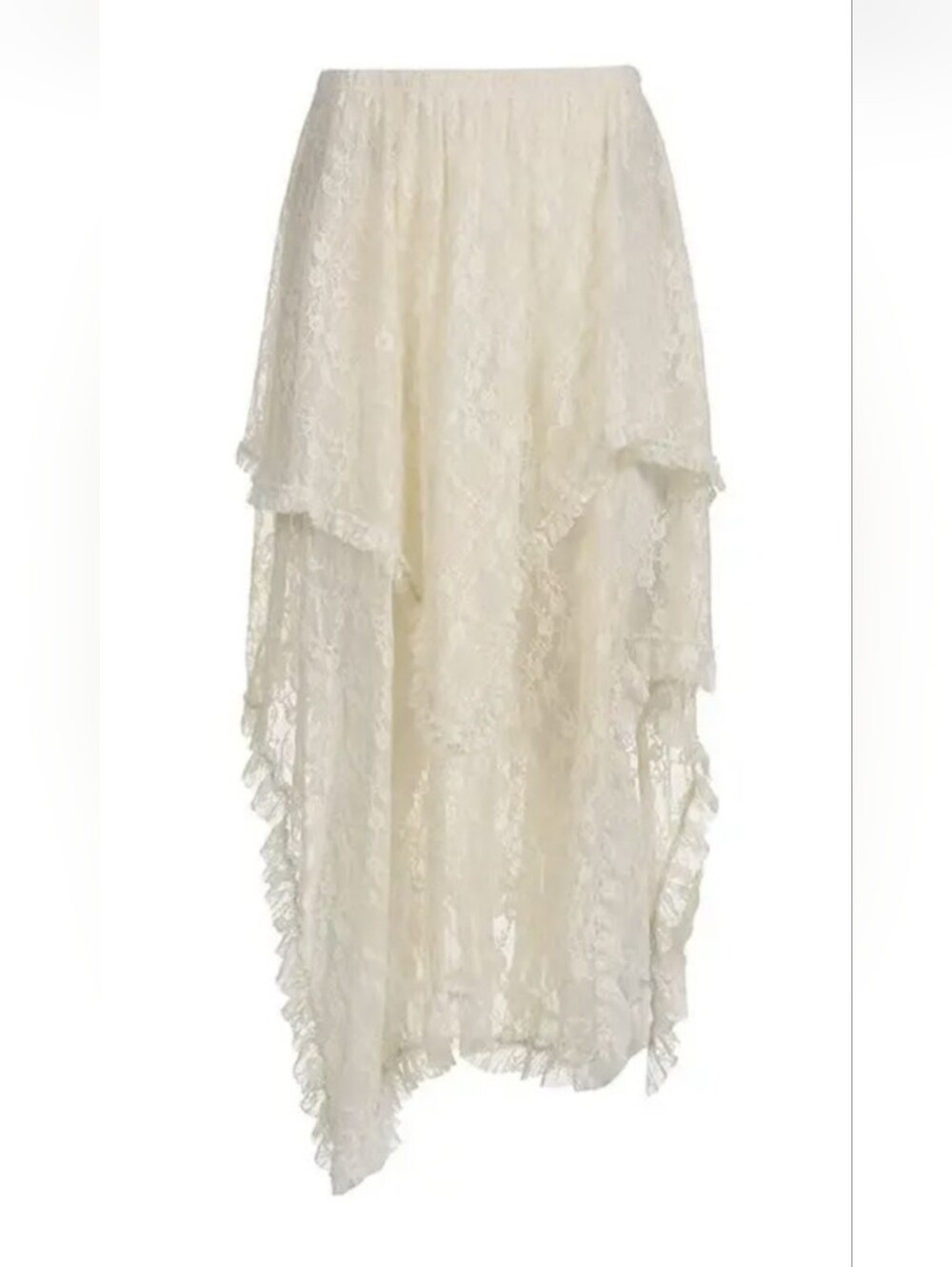 New Cream Lace Tiered Skirt